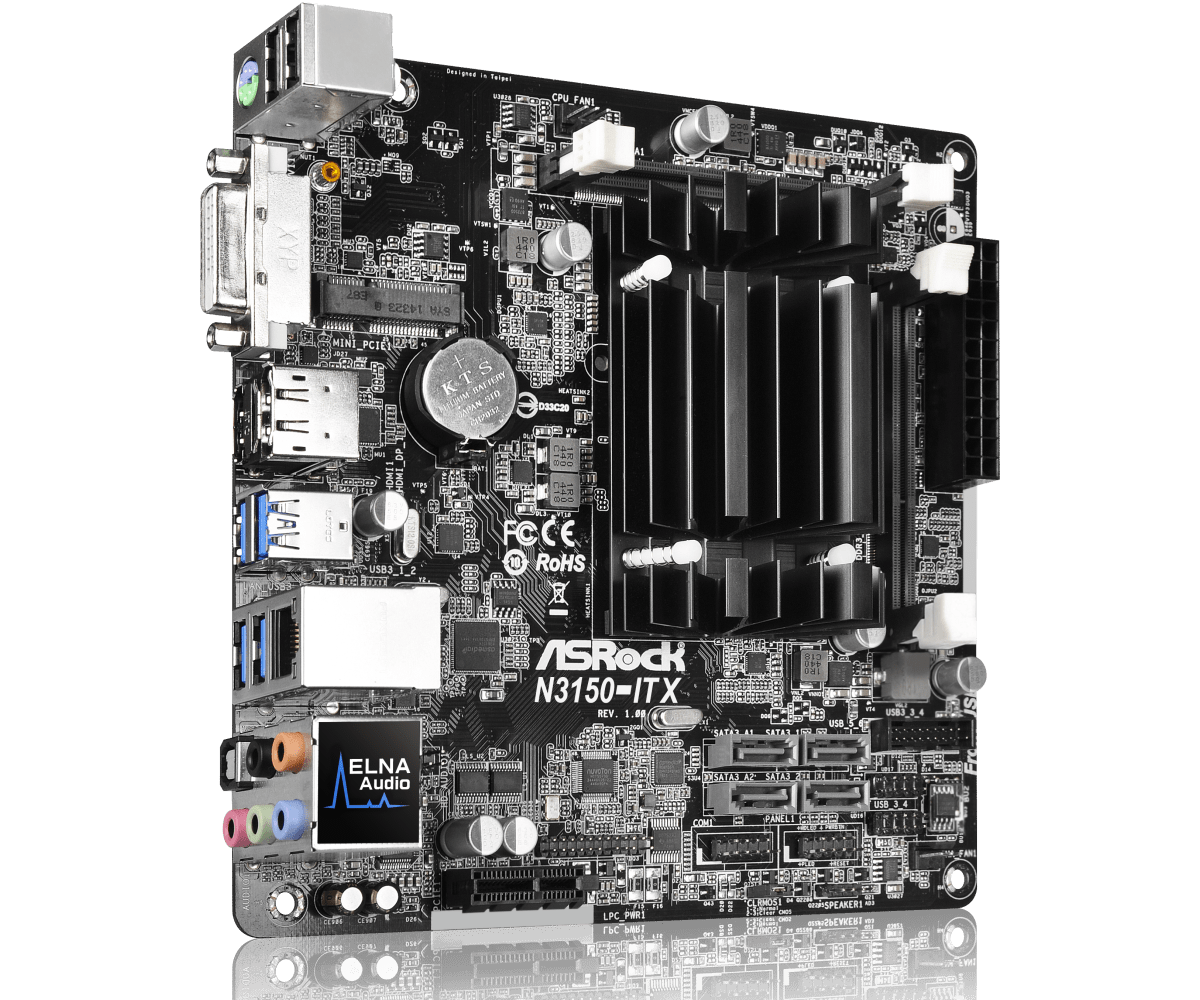 ASRock N3150-ITX Motherboard  Intel Quad-Core Processor N3150 DDR3 16GB Intel 8th gen graphics 4 SATA3 HDMI USB 3.1 Mini-ITX