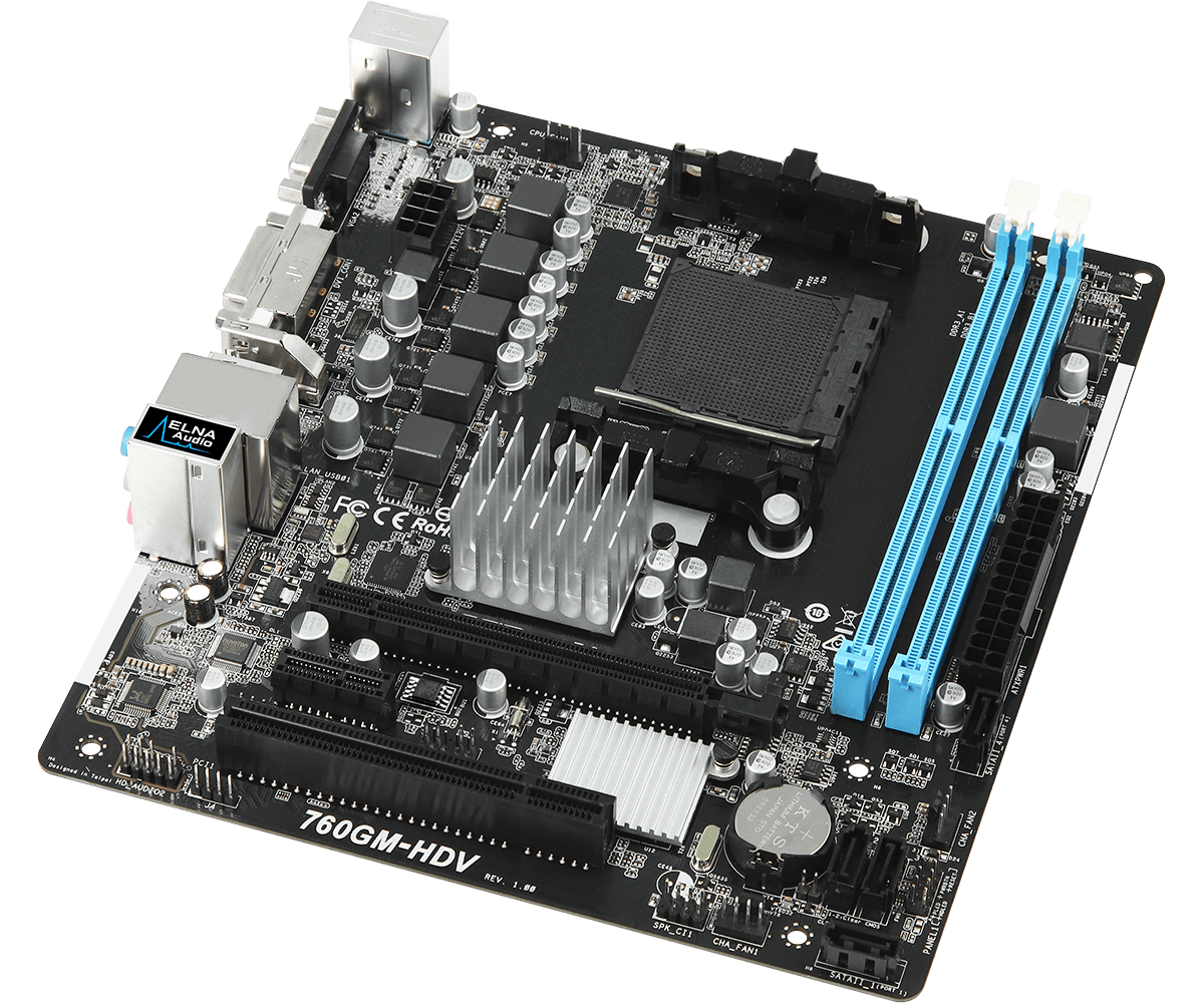 ASRock 760GM-HDV Motherboard Socket AM3+ AMD 760G  2xDDR3 32GB 4xSATA2 USB 2.0 Micro ATX For  AMD Phenom II X6/X4/X3/X2 cpu