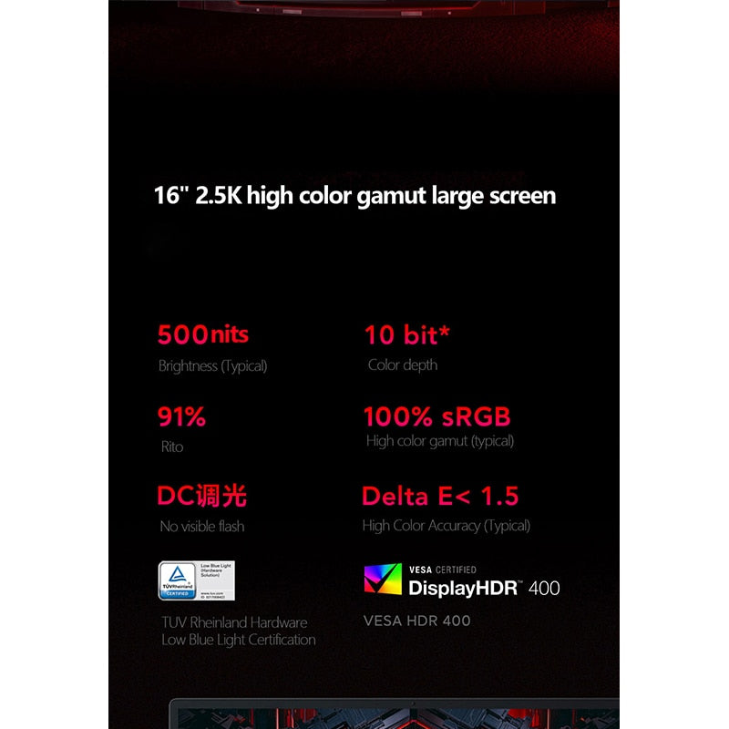 2022 Xiaomi Redmi G Game Laptop Pro Intel I9 12900H 16GB DDR4 512GB SSD RTX3070Ti Notebook 240Hz 16Inch Full HD Screen