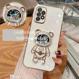 Space bear Plating phone bracket Case for Samsung Galaxy A12 A22 A32 A42 A52 A72 A52S A13 A33 A53 A73 A82 4G 5G Silicone Cover