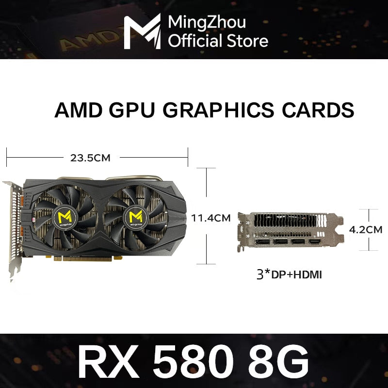 Video Card RX 580 8G 256Bit 2048SP GDDR5 AMD GPU Graphics Cards Gamer RX580 Radeon 8GB Mining Gaming Card placa de video
