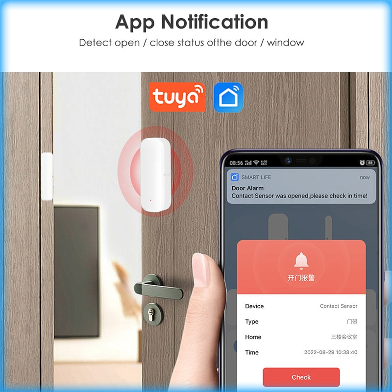 IHSENO ZigBee Door Window Sensor Detector Tuya Smart Life App Home Security Protection Alarm System For Alexa Google Assistant