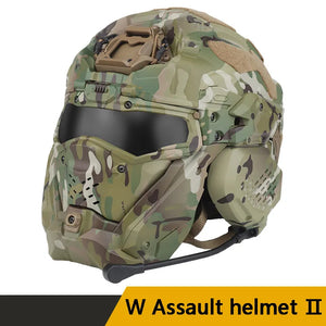 W Assault Helmet Outdoor Tactical Built In Headset Protection Integrated Camouflage Multifunctional Helmet Protection Equipment