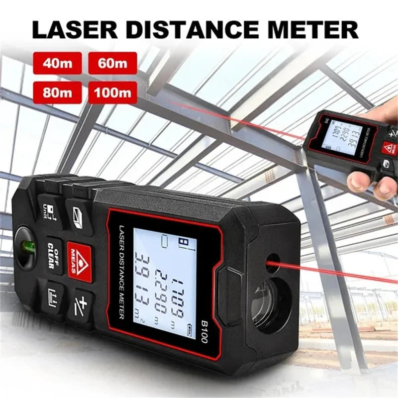 Laser Distance Meter Rangefinder Trena Laser Tape Range Finder Build Measure Device Ruler Test Tool Electronic Level Control