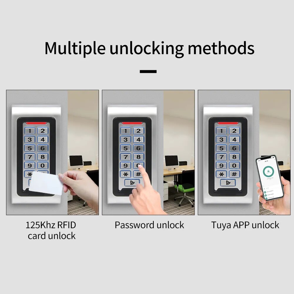 Wifi Tuya App IP68 Outdoor Waterproof RFID Door Opener Metal Case and Button Access Control Keypad Wiegand 26 and EM Key Cards