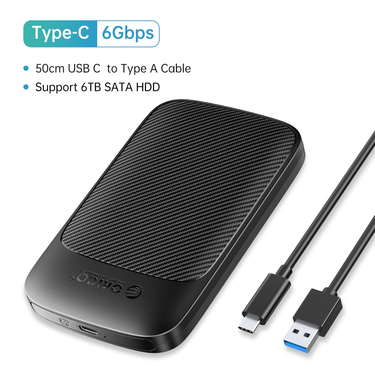 ORICO USB3.1 6Gbps HDD Enclosure SATA to Type-C HDD SSD Hard Drive Enclosure Support UASP for 7~9.5mm 2.5 Inch SSD/HDD
