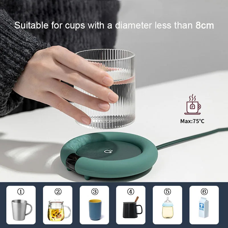 220/240V Mini Smart Coaster Electric Heater Coffe Milk Water Bottle Mug Cup Warmer for Office Home with 3 Temperatures Settings