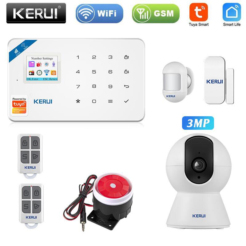 KERUI W181 Tuya Smart Home WIFI GSM Alarm System Burglar Home Security Alarm App Control Motion Sensor 6 Languages Garage alarm