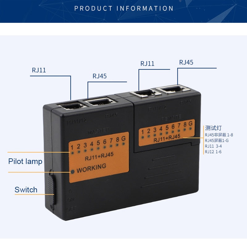 OULLX Mini RJ45 Cable Lan Tester Network RJ45 RJ11 RJ12 CAT5 6 7 UTP LAN Cable Tester Networking Tool network Repair