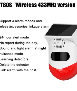 Outdoor Solar PIR Infrared Alarm Smart WiFi Siren Waterproof Wireless 433MHz Burglar Strobe Sensor Multiple Versions Available