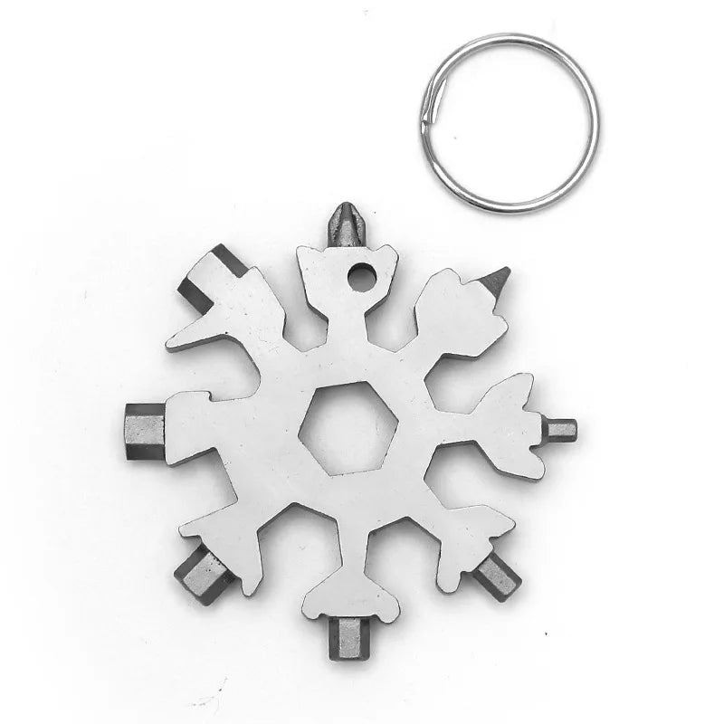 Upgrade 18in1 Snowflake Multitool Portable Pocket Tool Box Pendant Wrench Ratchet Combination Gear Clip Measure Useful Hand Tool