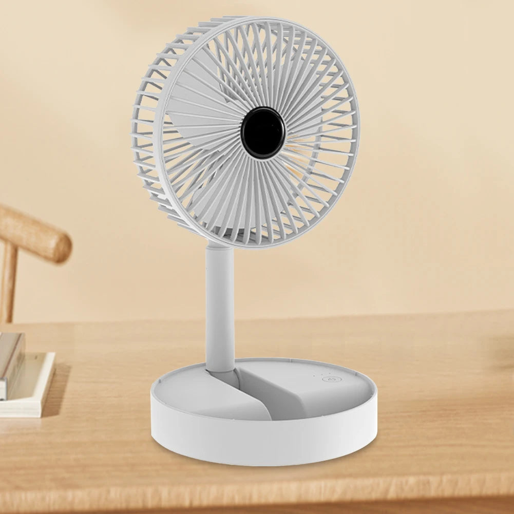 Air Conditioner Cooling Fan Foldable Desktop Electric Fan USB Rechargeable 3 Speed Summer 2000mah Low Noise for Office Bedroom