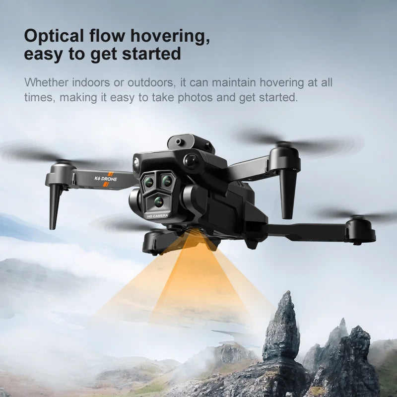 Lenovo New K6 Max RC Drone Three Camera 8K Professional Load Four Way Obstacle Avoidance Optical Flow Positioning Dron Toys Gift