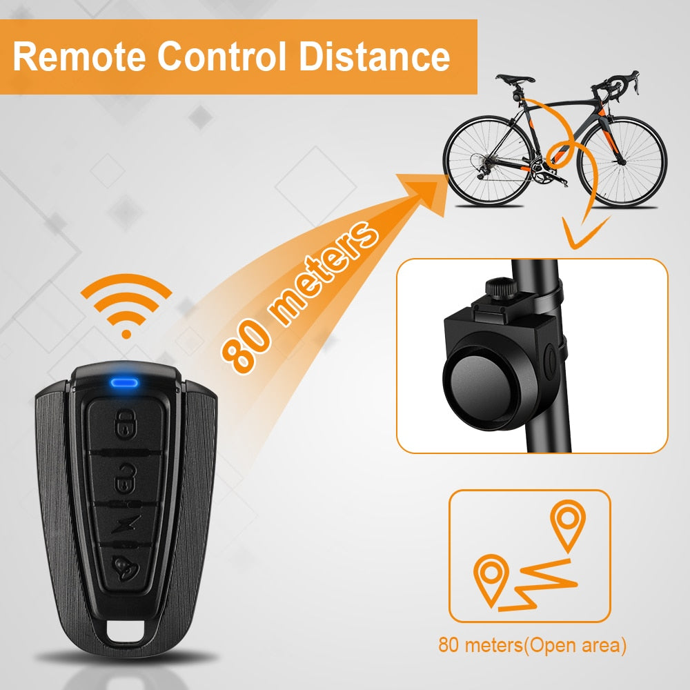 WSDCAM 115dB Bike Alarm with Remote USB Charge Wireless Anti theft Alarm Systems for Motorcycle Bicycle Motion Detection