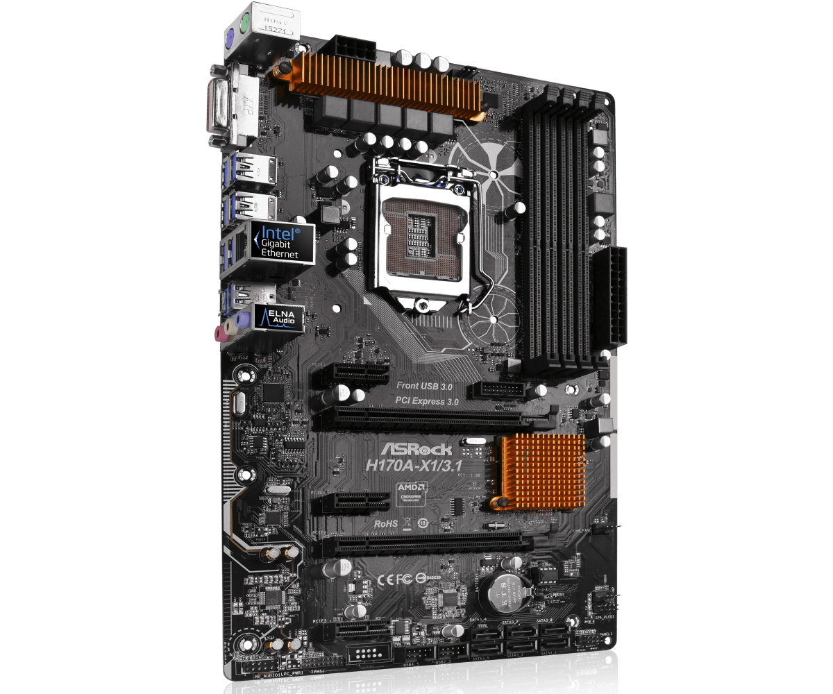 LGA 1151Motherboard ASROCK H170A-X1/3.1 Motherboard Intel H170 DDR4 64GB PCI-E 3.0 SATA III DVI ATX For 6th Gen Core i7i5i3 cpus