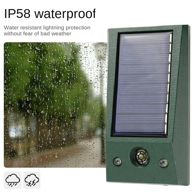 Solar Powered Ultrasonic Electronic Bird Repellent IP66 Waterproof Pigeon Deterrent LED Flashing Pest Repeller for Yard Control