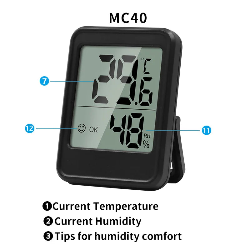 LED Digital Clock Time Temperature Humidity Display  Desk Watch for Bedroom Home Thermometer Hygrometer Meter Table Clock