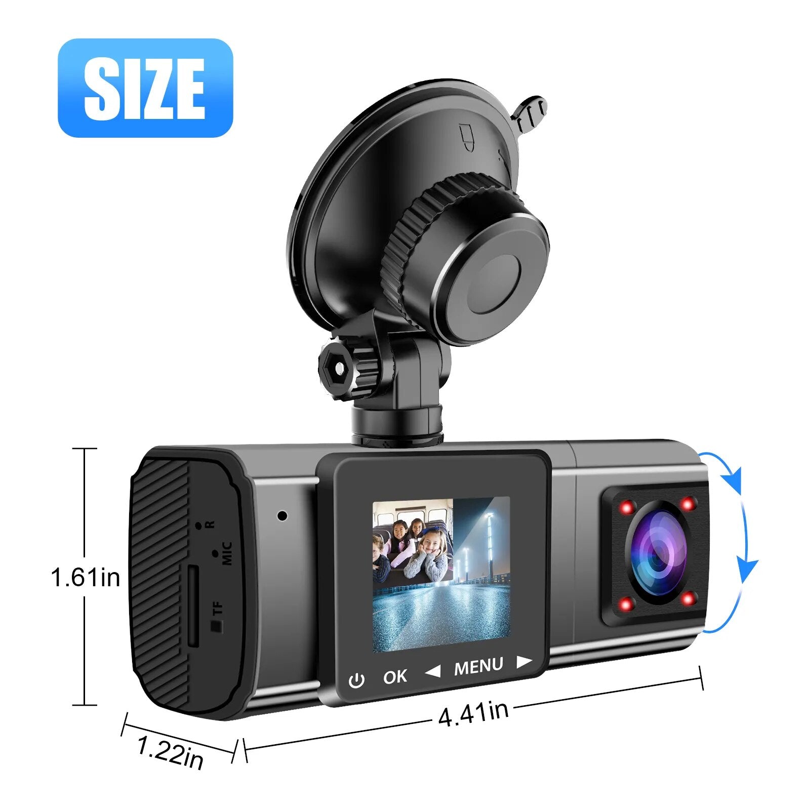 3 Camera Dash Cam 1080P Front and Inside with GPS Vehicle Black Box  Driver Recorder for Taxi CAR DVR  720P Rear Camera