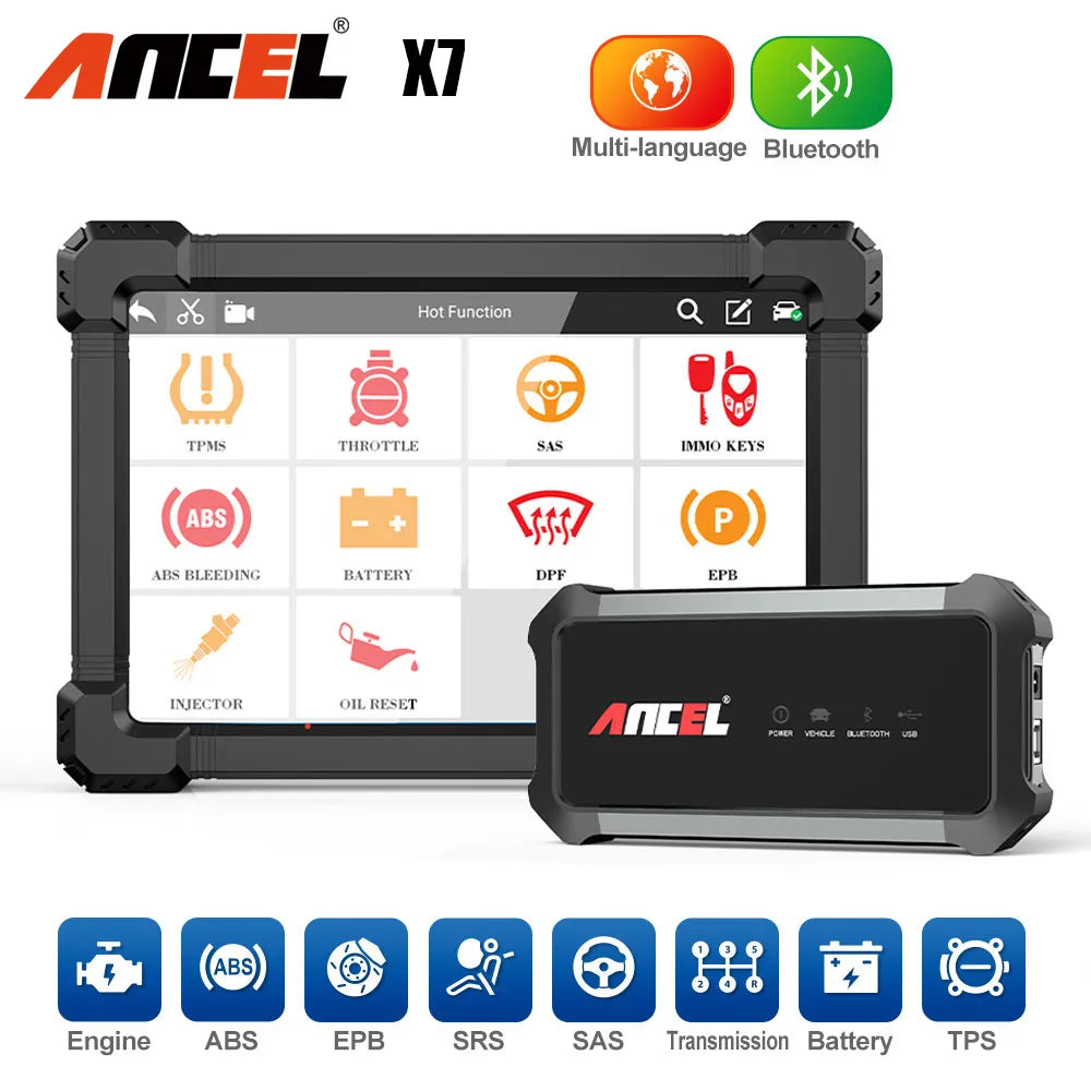 ANCEL X7 OBD2 Auto Scanner Car Diagnostic Tool Full System Engine TPMS DPF ABS Oil IMMO Reset Code Reader 2 years Free Update