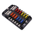 Car Boat Fuse Box Holder With 6 Ways 12 Ways Blade Fuse Holder Block & Warning Indicator 12V 36V Power Distribution Panel Board