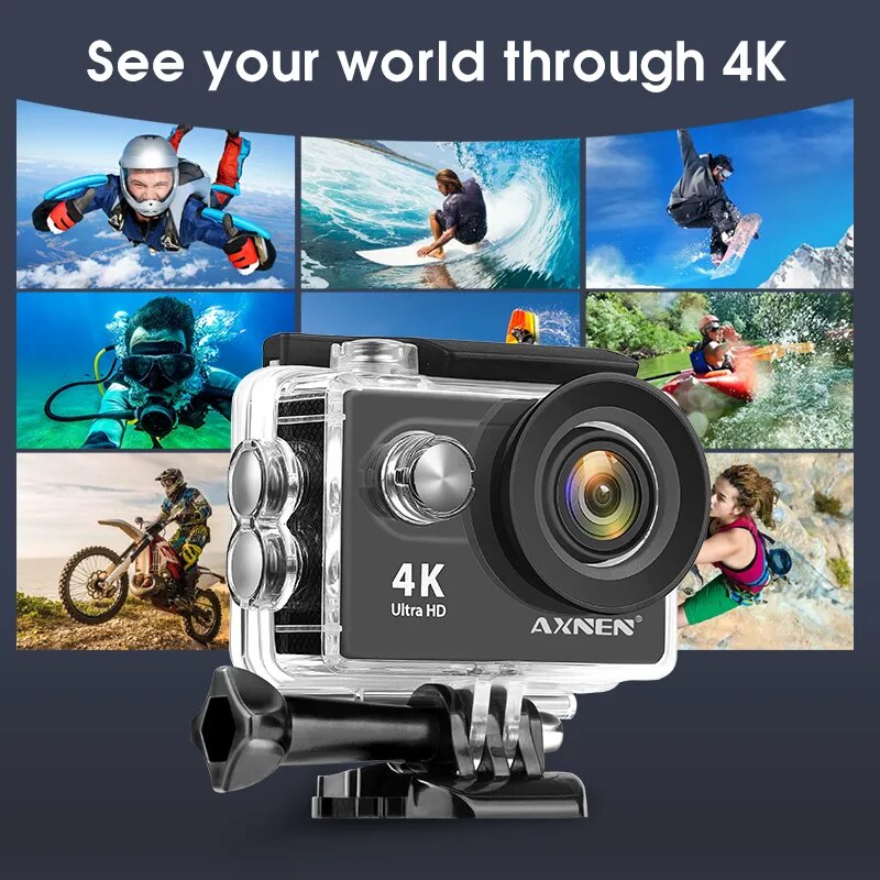 Original AXNEN H9R 4K Sports Camera WiFi Motorcycle Bicycle Helmet Waterproof Cam Video Recording Action Cameras for Photography
