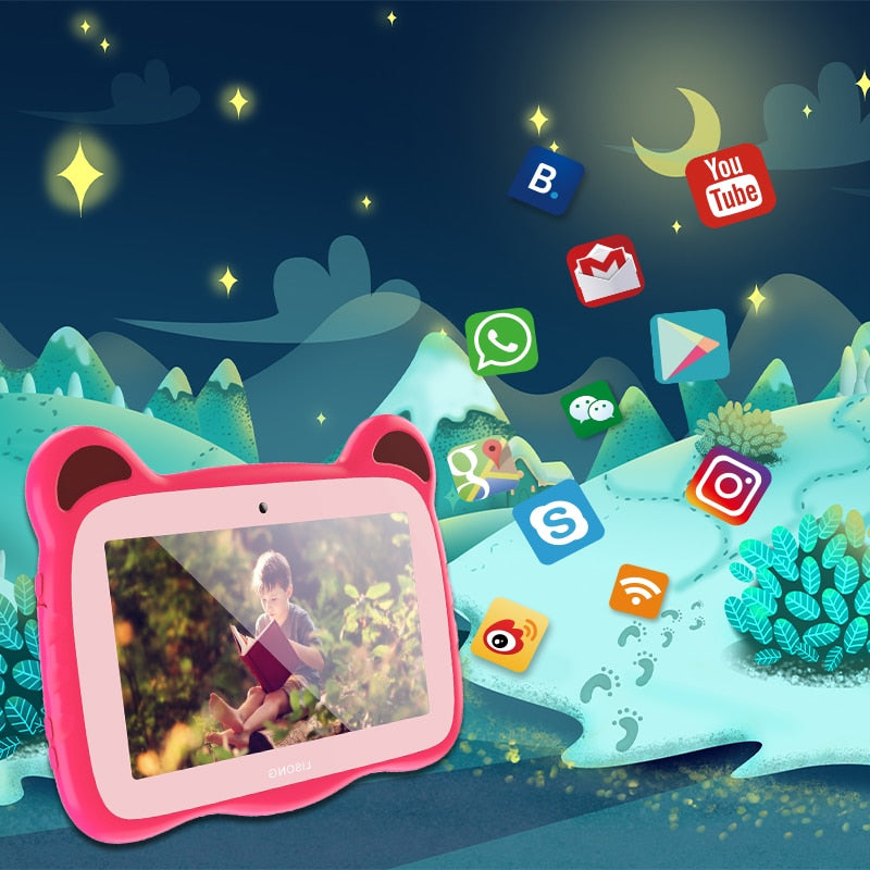 7 inch Android Kids Learning Tablet 3000mah 2GB 16GBROM WIFI Quad Core Android10.0