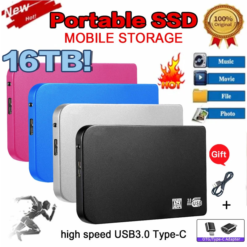 Original Hard Drive Portable SSD 1TB 2TB Solid State External Drive USB3.0 Interface High-speed Hard Disk for Notebook/Desktop