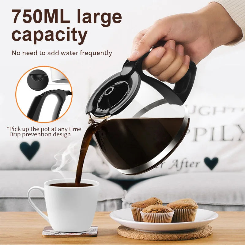 Electric Espresso Utensils Italian Coffee Machine Automatic 110v Drip Type Machine  Milk Tea Machine Coffees Pot Coffee Tea