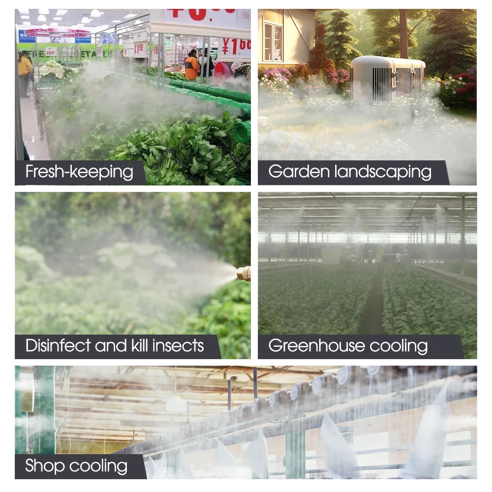Garden 0.8mm 60W Self-Priming Pump Misting Watering System Greenhouse White 1/4" PE Hose Timer Automatic Sprayer Irrigation Kit