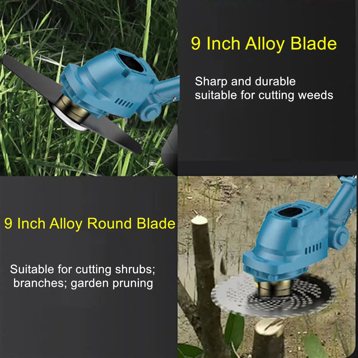 2800W 9 Inch Brushless Electric Lawn Mower Cordless Grass Trimmer Hedge Trimmer Adjustable Handheld Garden Pruning Tools