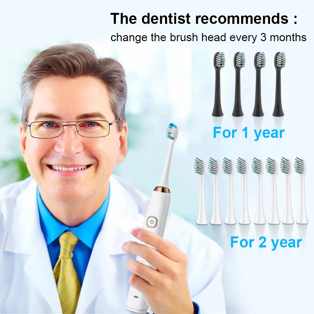 Sonic Electric Toothbrush Smart Adult Ultrasonic Tooth Brush Rechargeable Teeth Whitening  8 Toothbrushes heads Sarmocare S100