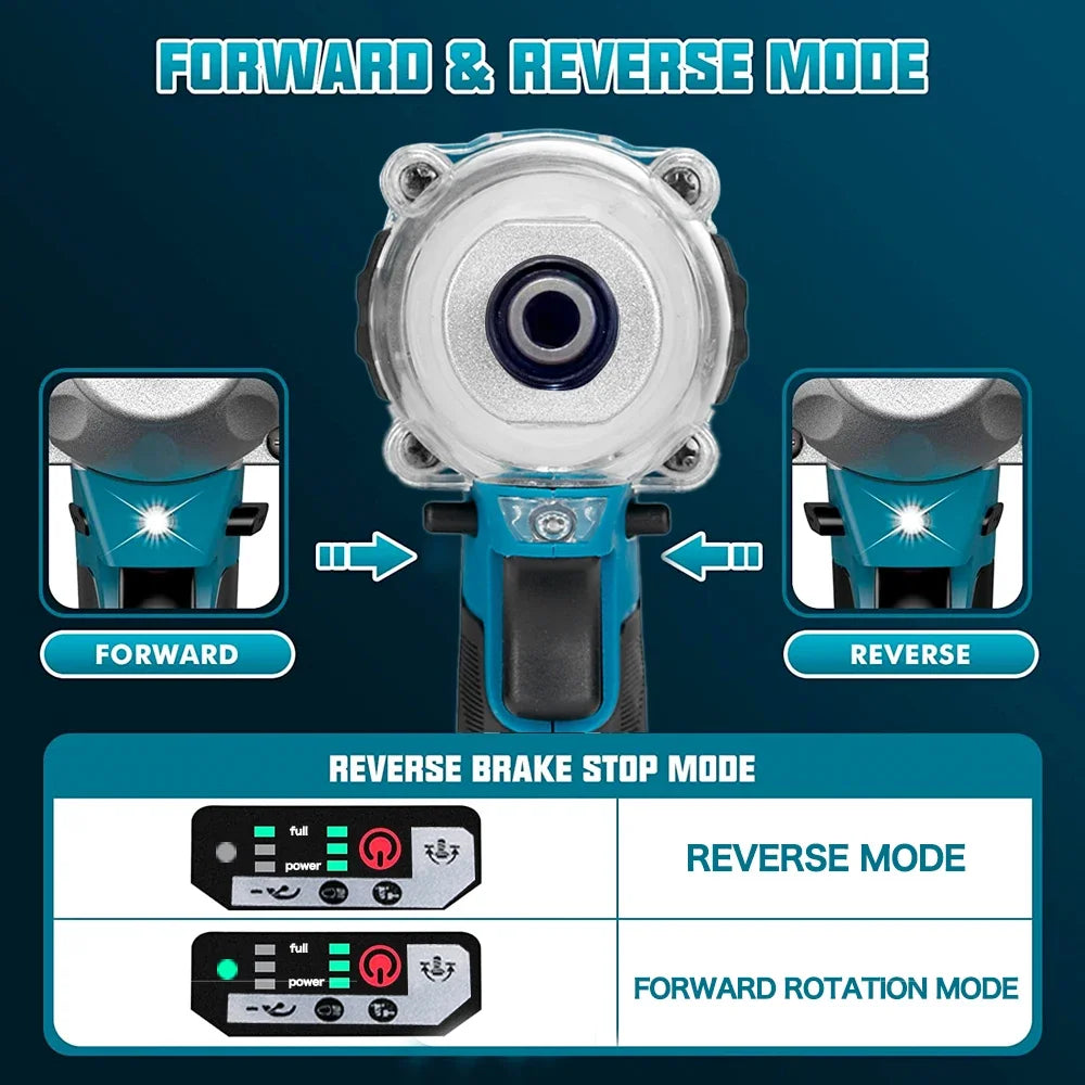 Brushless 1/4" Square Drill Cordless Electric Impact Wrench Rechargeable Drive Wrench Power Tool For  18V Makita Battery