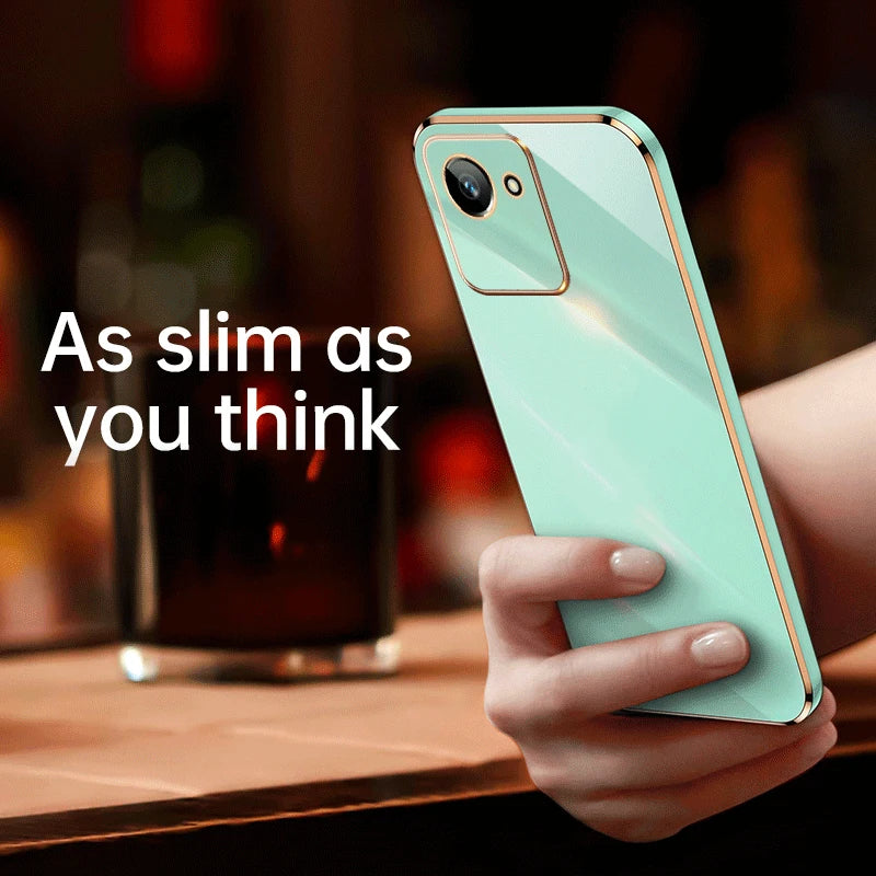 For Realme C30 Case Fashion Plating Glossy Slim Soft Silicone Rubber Square Back Cover Phone Case For Realme C30