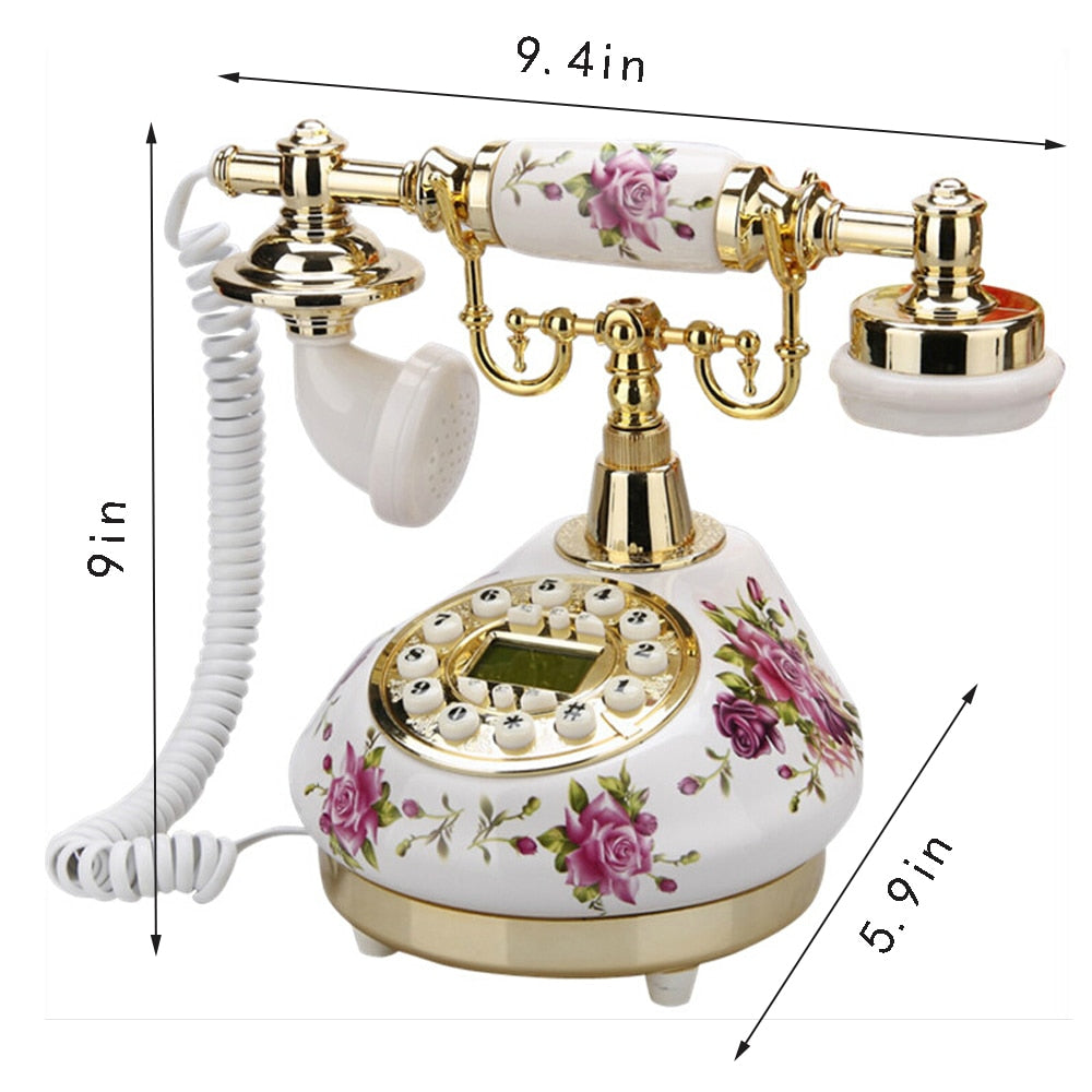 White Antique Telephone Corded Landline Home Phones Vintage Classic Ceramic Home Telephone Antique Home Office Art Shops Gift