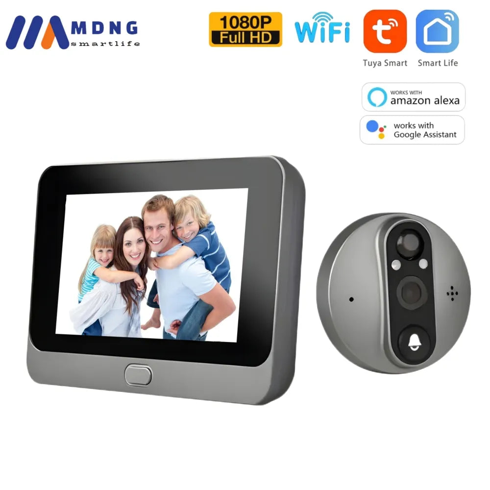 Tuya Smart Home WIFI Digital Door Peepholes Viewer 4.3 Inch HD 1080P Door Entry Wireless Doorbell WIFI Camera Digital Magic Eye