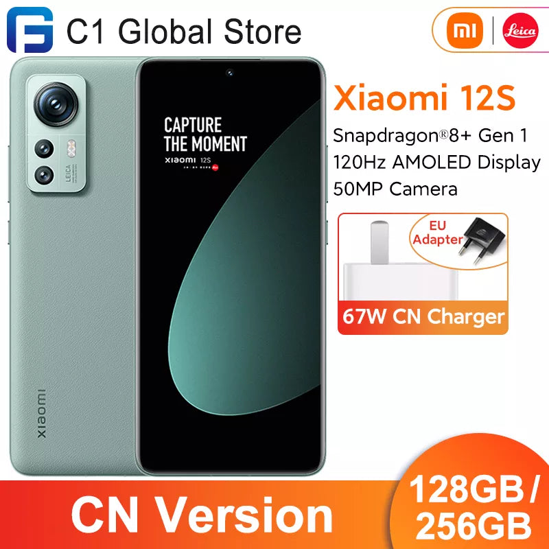 Original Xiaomi 12S Smartphone 128GB/256GB Snapdragon® 8 Gen1 Plus Octa Core 50MP Camera 120Hz 6.28″AMOLED Display 67W charging