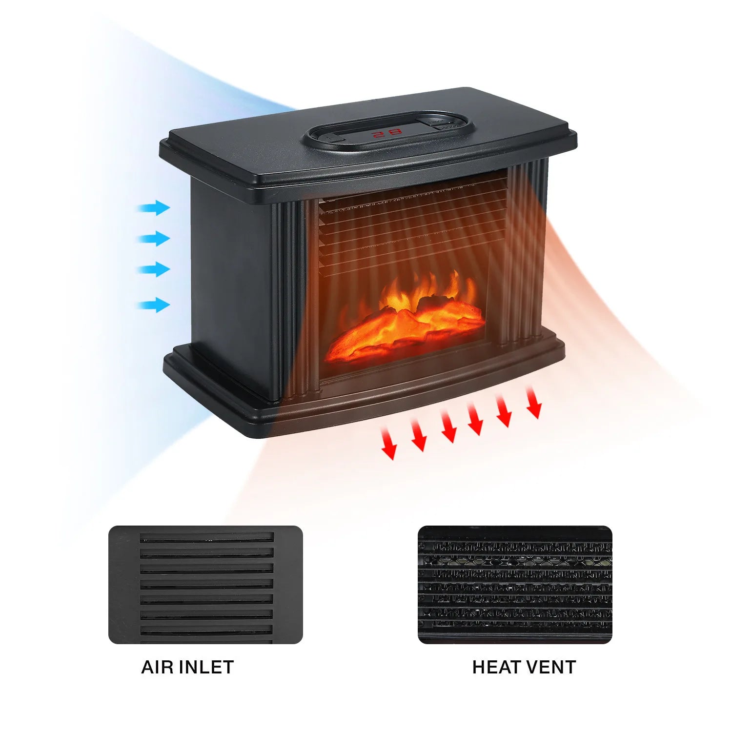 500W Electric Heater For Room Portable Fireplace DesktopHome Heater With Remote Control EU/US/UK Plug Fan Heater Office Radiator