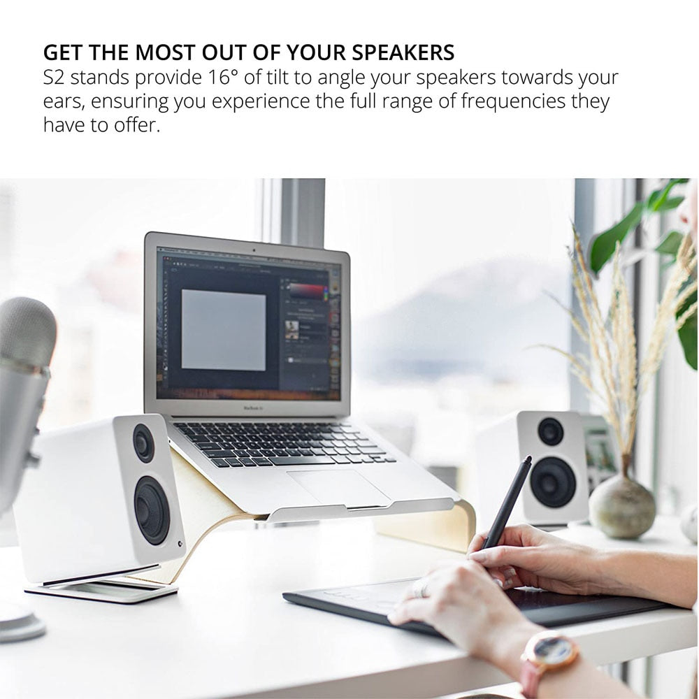 New Desktop Speaker Stand Metal Audio Bracket Universal Tabletop Holder for Kanto's YU4 Active Speaker & Similar Size Speaker