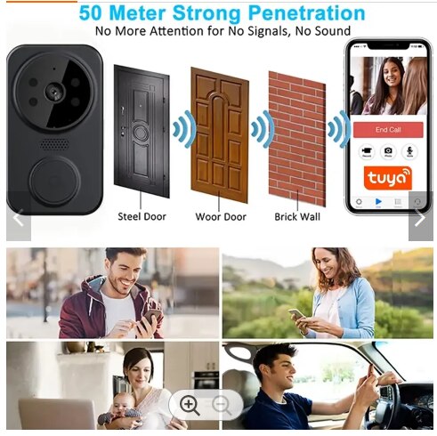 Tuya Popular M8 Wireless Doorbell Camera 1080 HD Informe Ring Chime WiFi Video Smart Intercom Doorbell