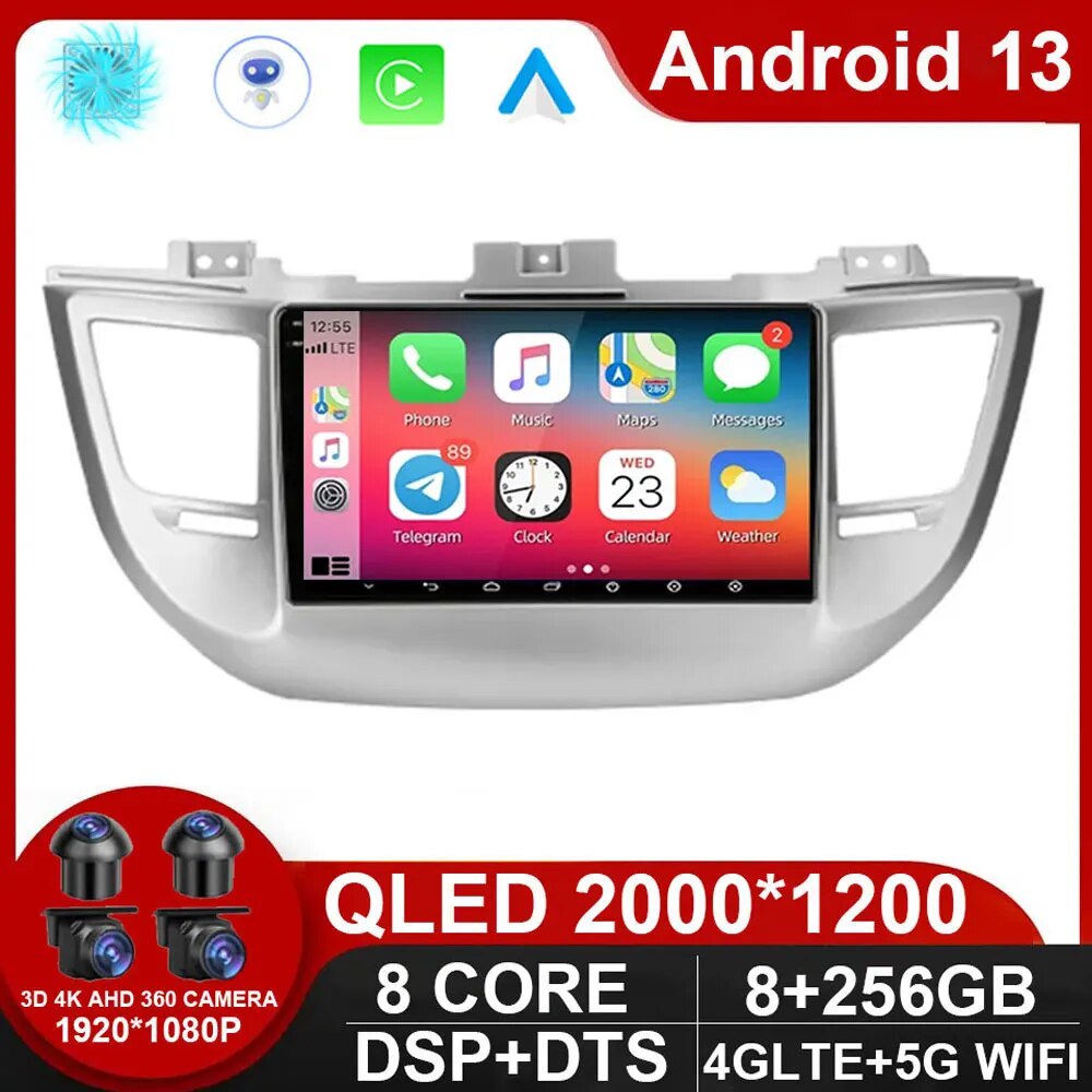 Android 13 Carplay Car Radio For Hyundai Tucson IX35 3 2015 2016 2017 2018 Multimedia Video Player Navigation GPS Head Unit 2Din