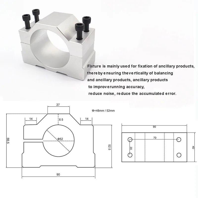 WS55-140 Brushless 300W Spindle High Speed 0.3KW Air-cool Spindle Motor DC 36V 12000 RPM MACH3 with ER11 Collet + 55mm Clamp