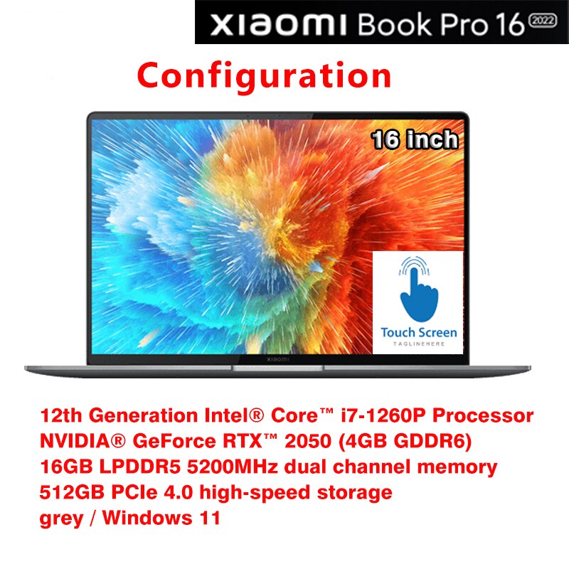 【Mega Sale】 Xiaomi Book Pro 16 Laptop 16 Inch 4K OLED Touch Screen Mi Intel Core I7-1260P/i5-1240P Notebook Windows 11 PC