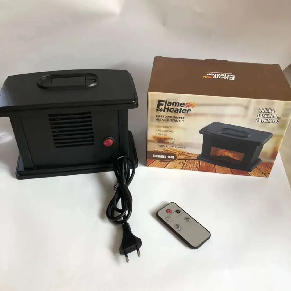 1000W Electric Fireplace Heater With Remote Control Flame Heater Indoor Space Stove Portable Desktop Hot Fan Winter Heater