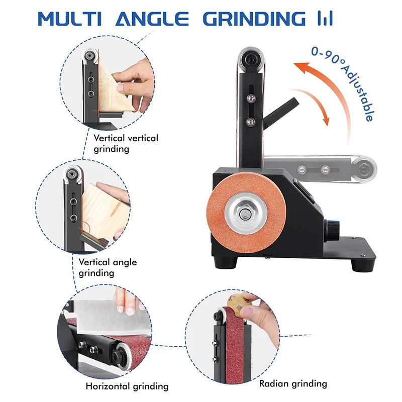 350W Mini Electric Belt Sander DIY Polishing Machine Grinding Sander Adjustable Speed For Wood Metal Knife Grinding Tool Aluminu