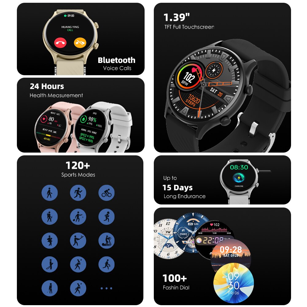 Legend Smart Watch Large 1.39inch Screen Bluetooth Call Sport Smartwatch For Men Women Health Track IP67 Waterproof Watch