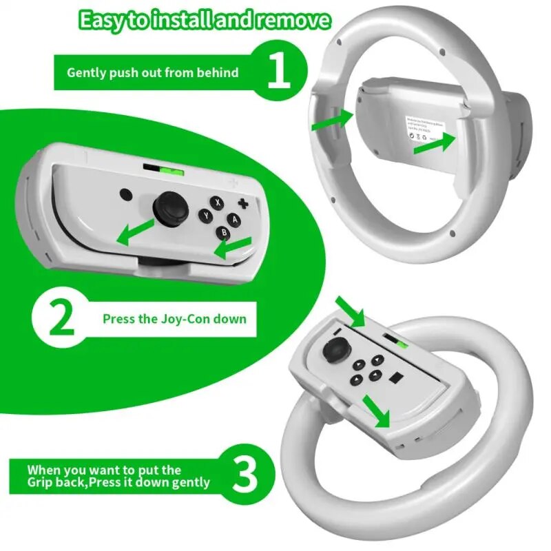 Game Handles Steering Wheel Abs Waterproof Detachable Two-in-one Left And Right Handles For Switch Oled Game Grip Steering Wheel