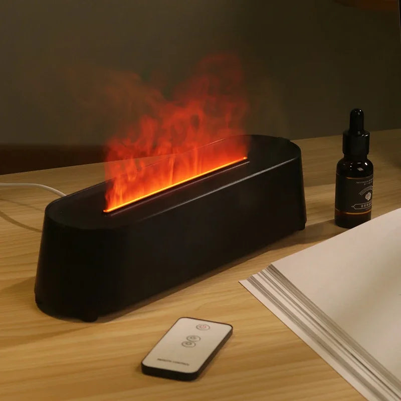 Air Diffuser with Remote Control 3D Simulation Flame Ultrasonic Cool Mist Maker Fogger Air Humidifier Diffuser Essential Oils