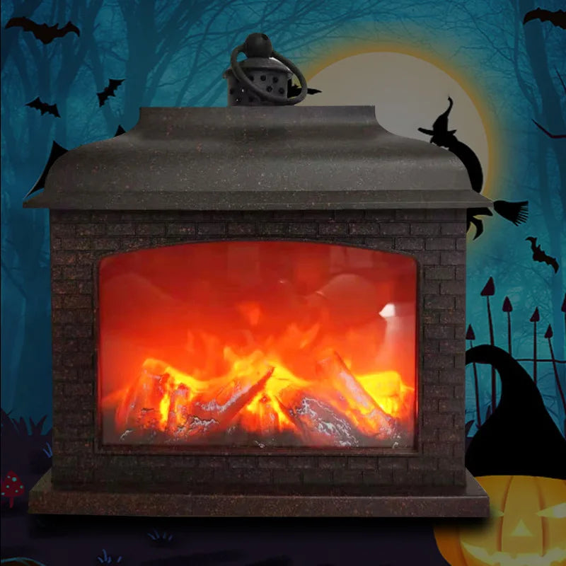 Halloween Electric Luminous Fireplace Decoration Halloween Party Candles Pumpkin Electric Flamp Lights Ornament Layout Supplies