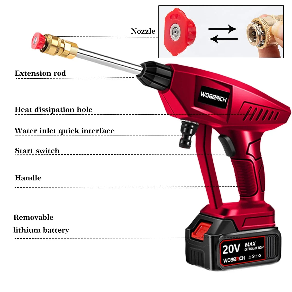 Cordless High Pressure Cleaner Washer Spray Water Gun Car Wash Pressure Water Cleaning Machine for Makita 18V Battery