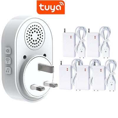 Topvico 5pcs WiFi Water Detect Sensor For Leaks Basement Sump Pump Alarm Tuya Smart APP Notification, 5 Levels Volume